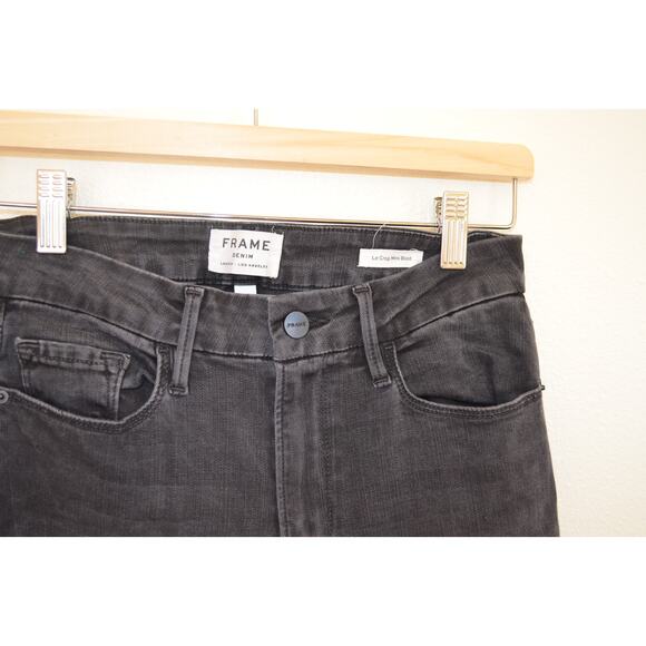 Frame Le Crop Mini Boot Jeans Faded Black Frayed Hem Size 27 - Picture 3 of 7
